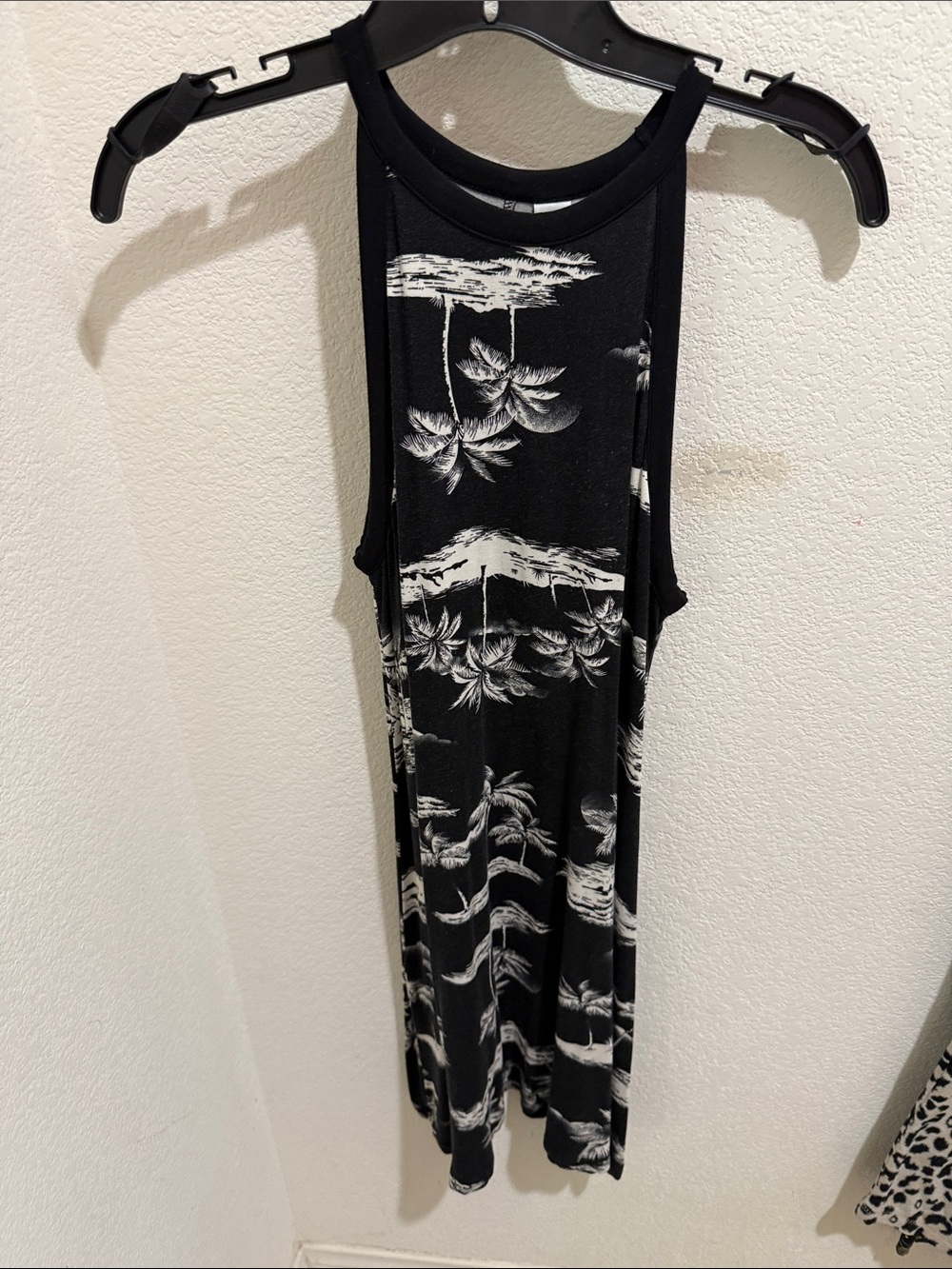 Old Navy Black and White Tropical Print Tank Dress